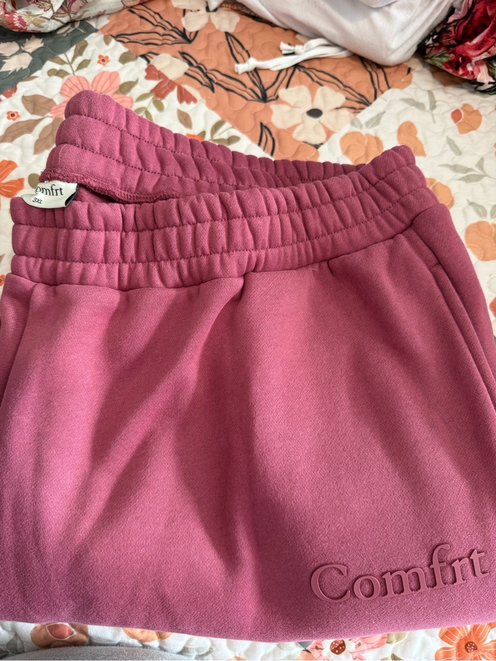 Comfnt Women’s Pink Elastic-Waist Track Joggers